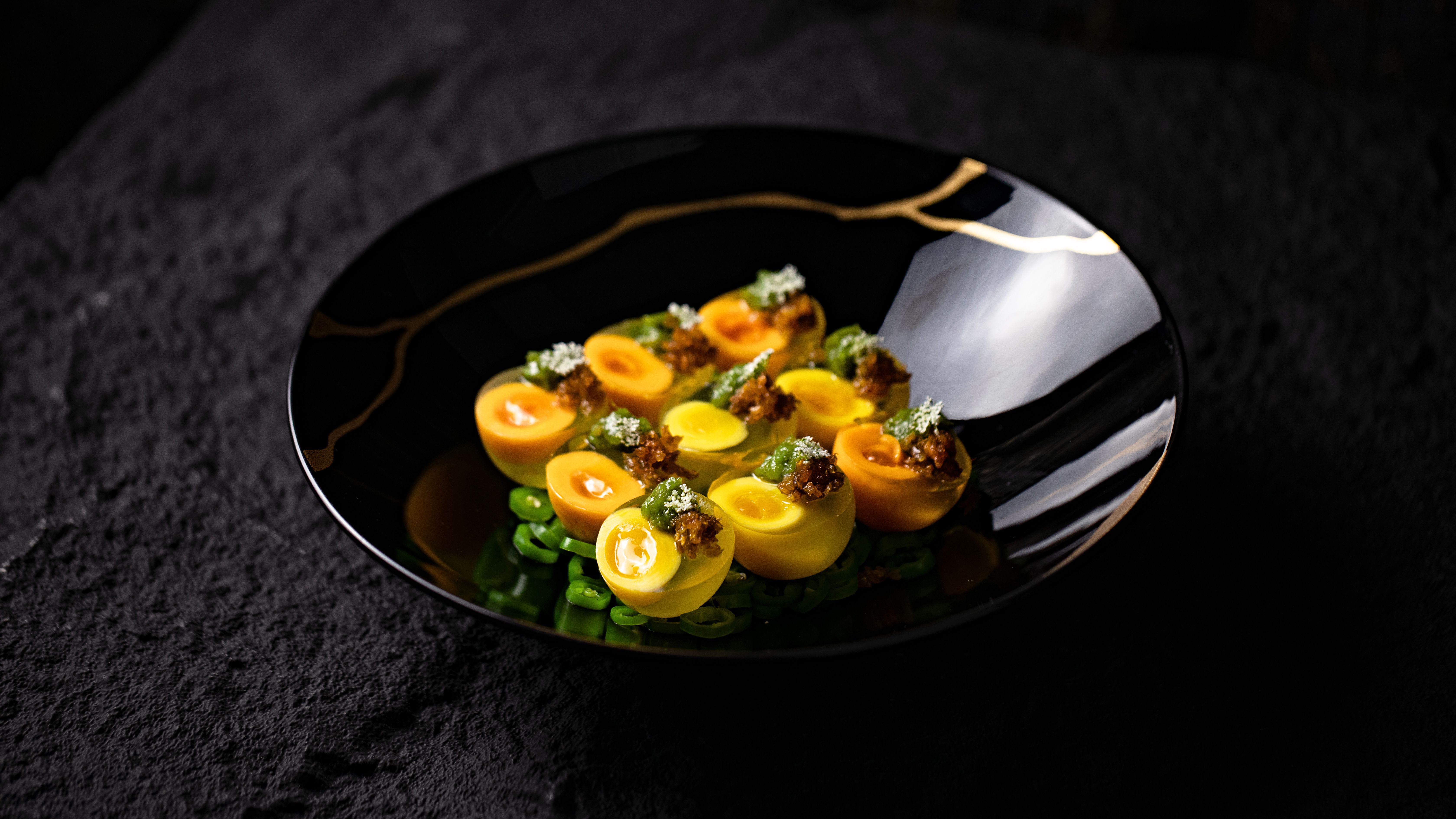 Golden yolk dumplings
