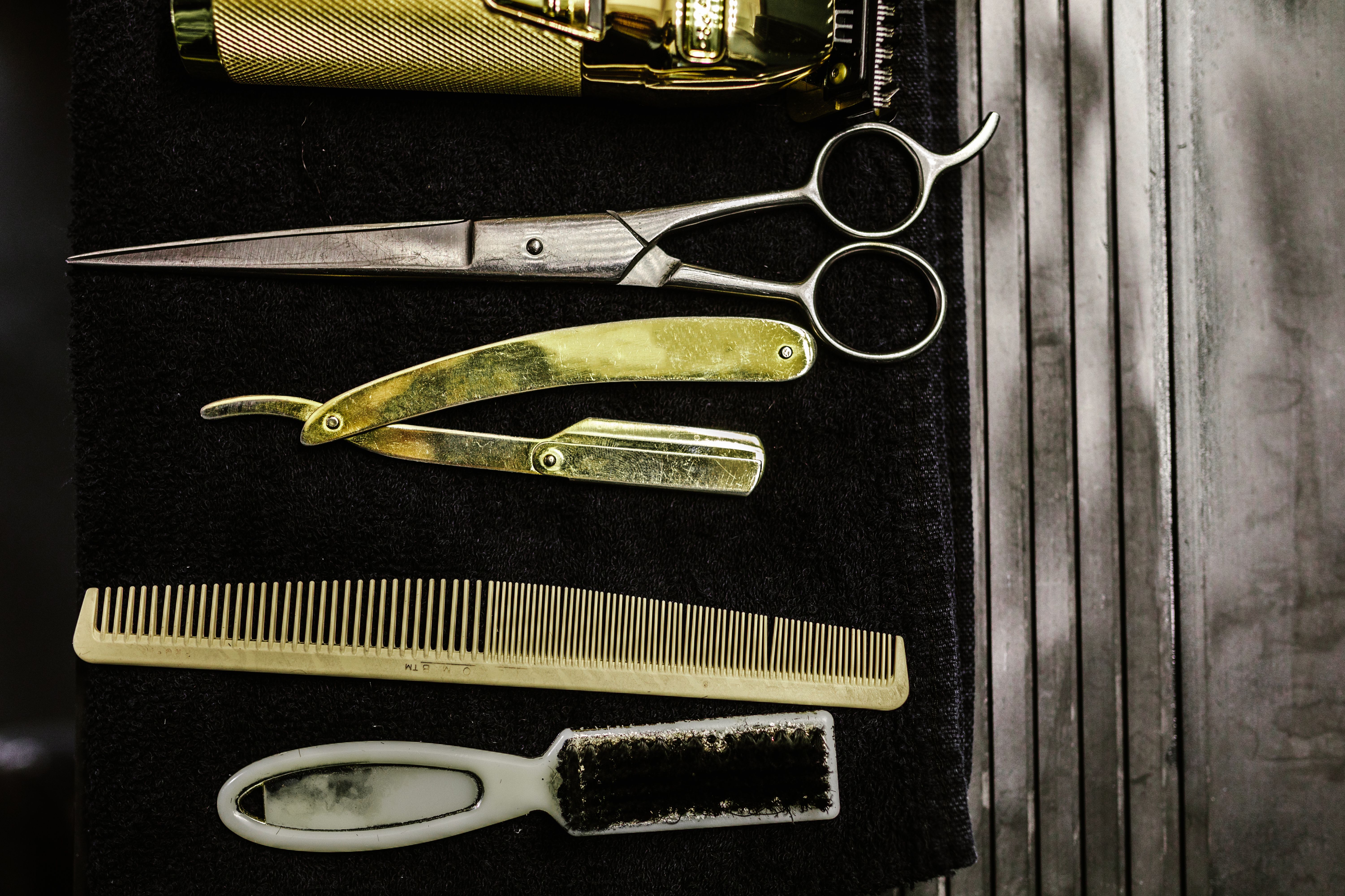 Barber tools laid out