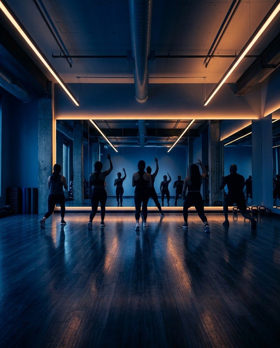 AI-generated placeholder image of a group class in a studio