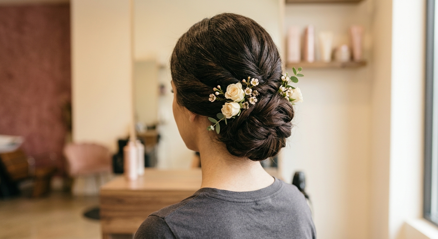 AI-generated placeholder photo: Bridal updo