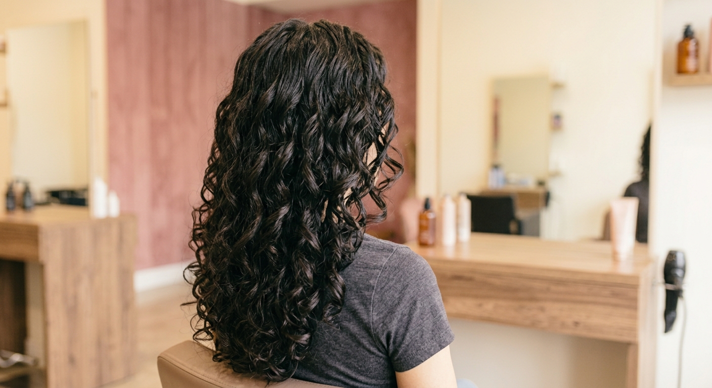 AI-generated placeholder photo: Bouncy curls